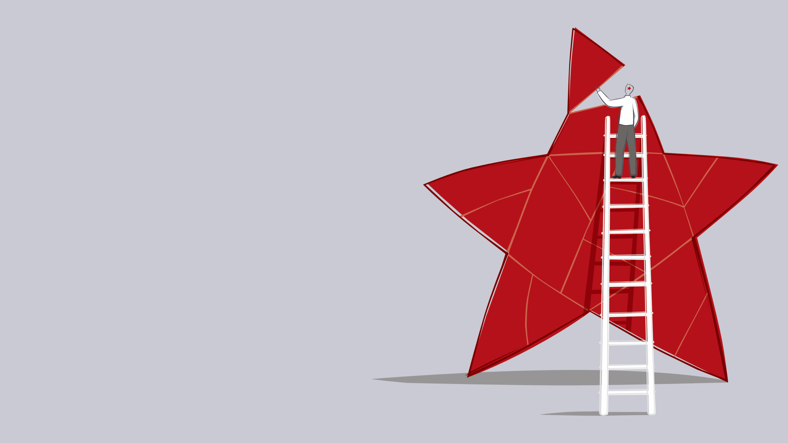 Illustration of a figure climbing a ladder to a red star